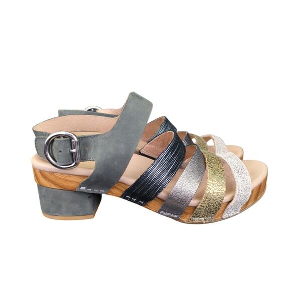Dansko Maribeth Multicolor Slingback Sandal Strappy EU 37 Women's 7 Leather Wood - Picture 1 of 6